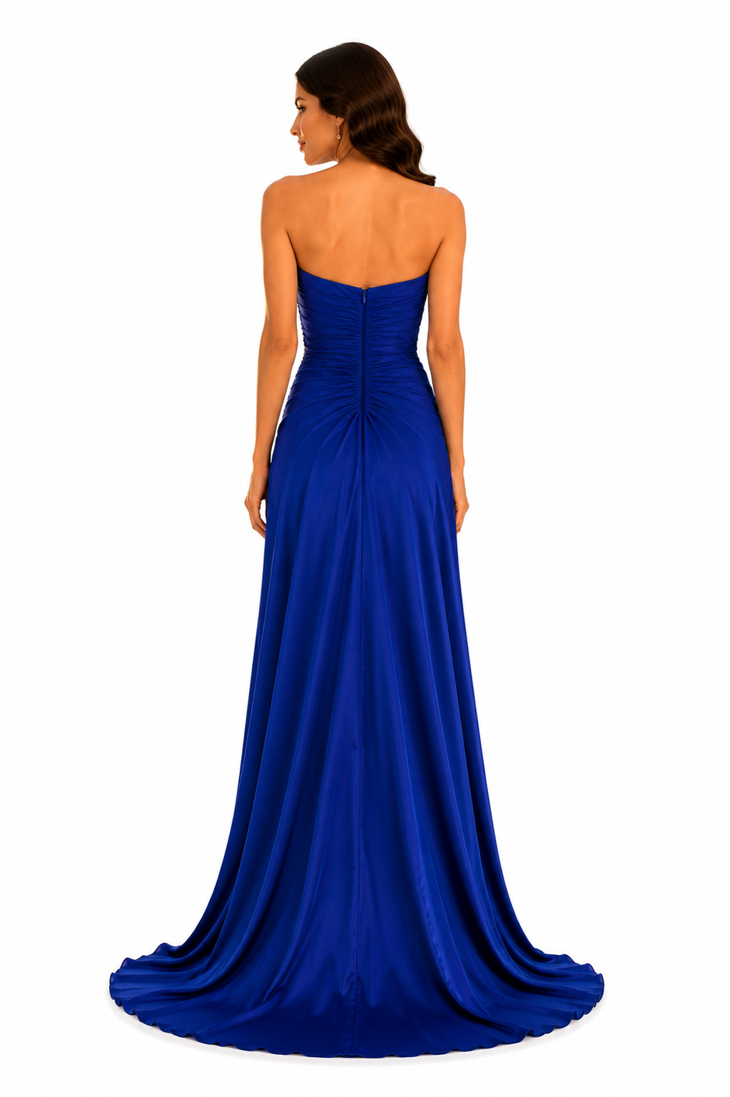 Marevia - Strapless Maxi Φόρεμα με Drapé Σχέδιο και Strass - 2